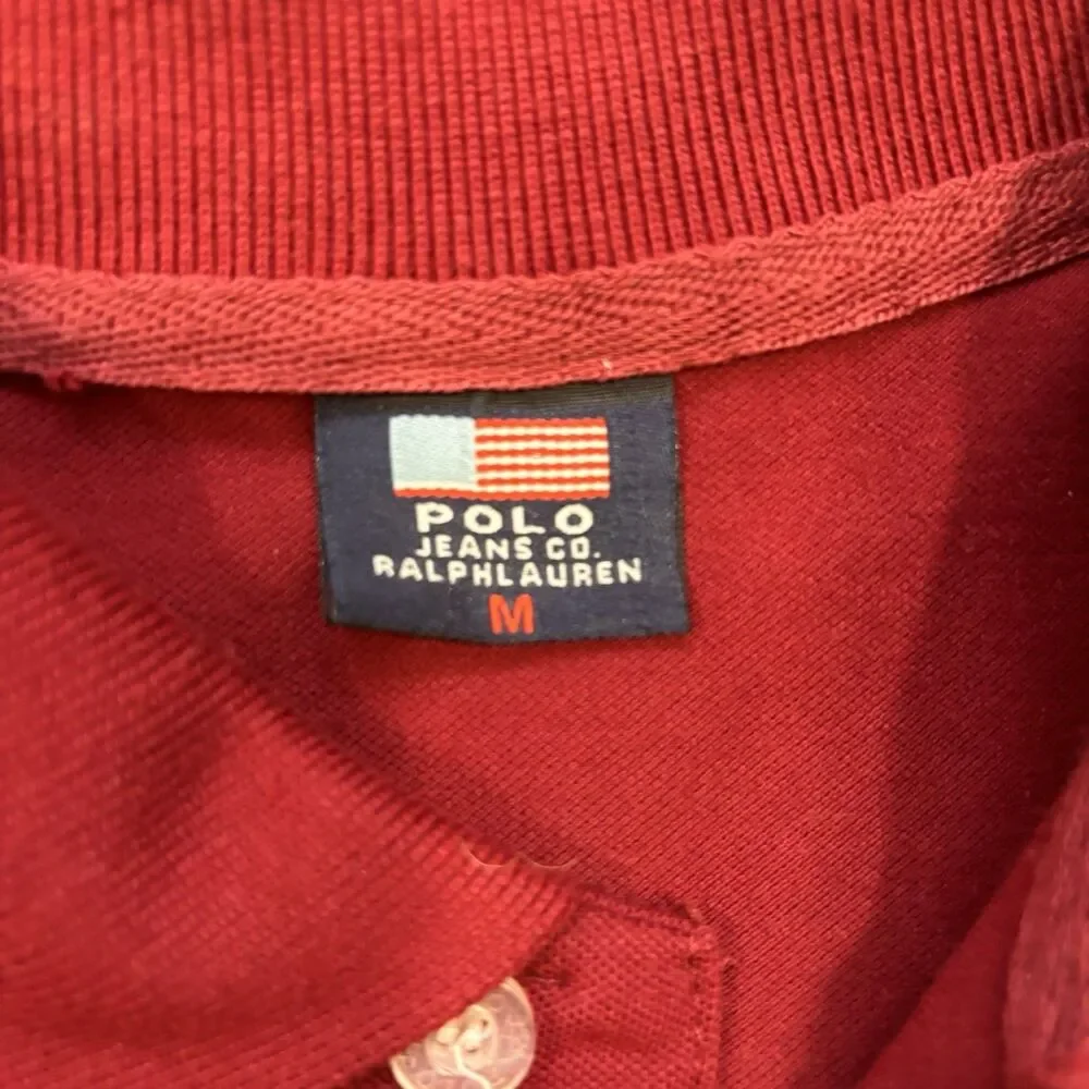 Polo Ralph Lauren Jeans Co Polo Shirt Mens M Red Big Pony #3 Cotton Short Sleeve